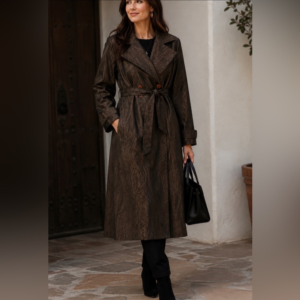 Count Romi Olive Animal Print Metallic Removable Inner Liner Trenca 6 fits L/XL